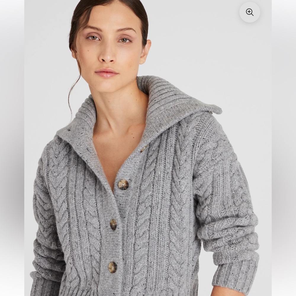 Club Monaco Heather Gray Cable Knit Cardigan